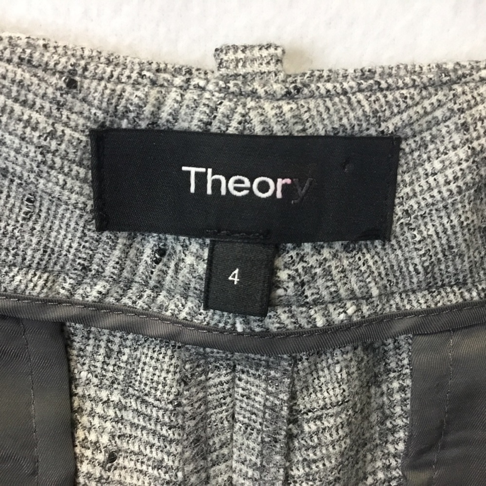 Theory Izelle Flannel Plaid Cropped Wool Pant Career Wear Academia Size 4 - Picture 9 of 10